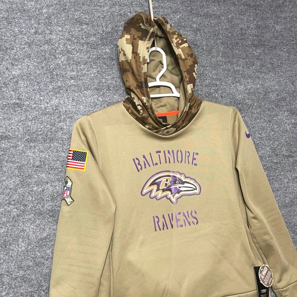 Nike Baltimore Ravens Salute to Service Tan Camo Hoodie Womens Large NEW